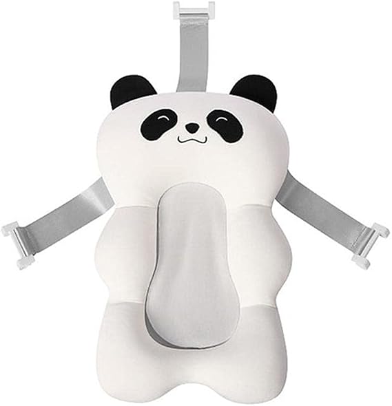 Baby Bath Mat, 52 x 34 x 9 cm Baby Shower Cushion with about 20KG Bearing Range, Baby Bath Support Seat Mat, for 0-1 Years Old Newborn (White Panda)