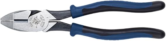Klein Tools J213-9NE Side Cutter Linemans Pliers, Made in USA, High Leverage, 9-Inch, Streamlined Design, Color Coded