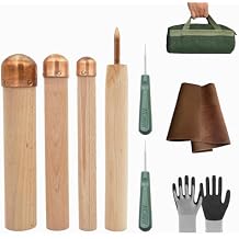 Enphla 9 Pcs Flint Knapping Tools, Flint Knapping kit for pros and Beginners, Crafting Obsidian Stone and Crystal, Includes 3 Copper boppers, 1 Pressure flaker, 1 Safety Gloves, 1 Leg Pads Etc
