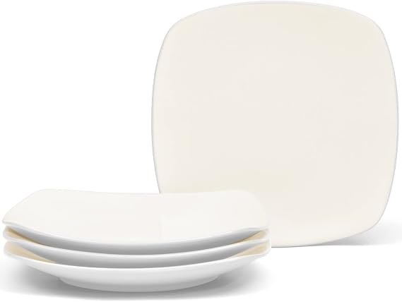 Noritake Colorwave White Set of 4 Square Dinner Plates, 10.75"