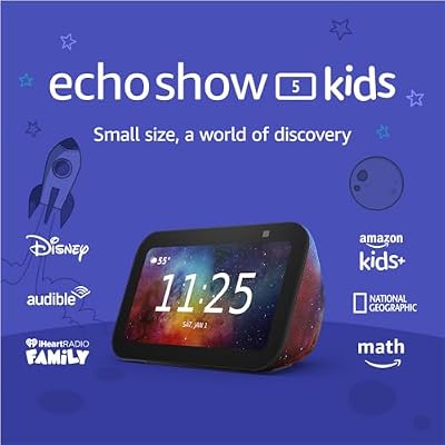 Like-New Amazon Echo Show 5 Kids (newest model), Designed for kids, with parental controls, Includes 1 year of Amazon Kids+, Galaxy