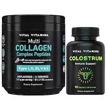 Vital Vitamins Multi Collagen Peptides Powder + Colostrum Capsules with Vitamin C, Zinc