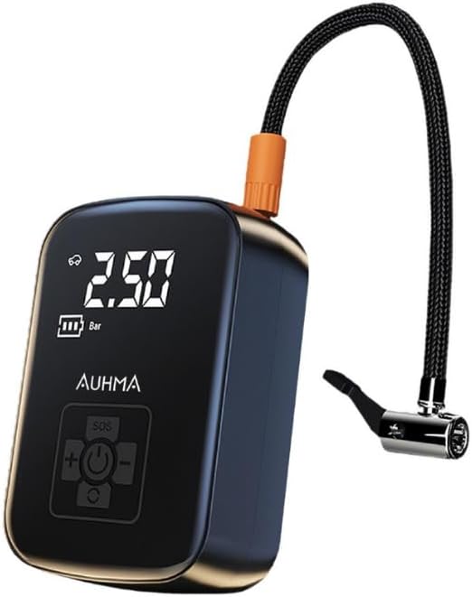 Air Compressor, 150 PSI Auto Compressor with Digital Display, For Car, Motorcycle, Bicycle and Ball, Portable Rechargeable Use, Flashlight Light, 4000 Mah Battery, 3 Different Heads PSI, KPA,BAR,KGCM²