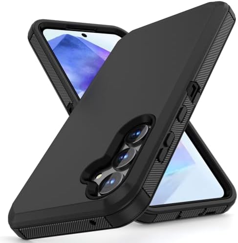 Jiunai for Samsung Galaxy A55 5G Case Rugged Shockproof Heavy Duty Dual Layer Protective Dust Proof Tough Matte Cover Cell Phone Case for Samsung Galaxy A55 5G 6.6 Display 2024 Woman Man Black