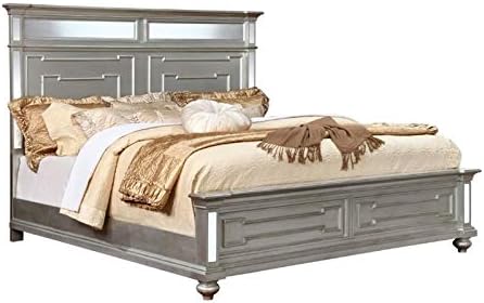 Furniture of America Farrah Transitional Wood Queen Bed in Silver