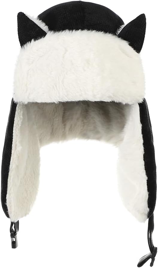 Girl Kids Trapper Hat Winter Earflap Hat Fleece Ushanka Caps with Cat Ears Cute Fur Cap for 8-14 Ski Cap