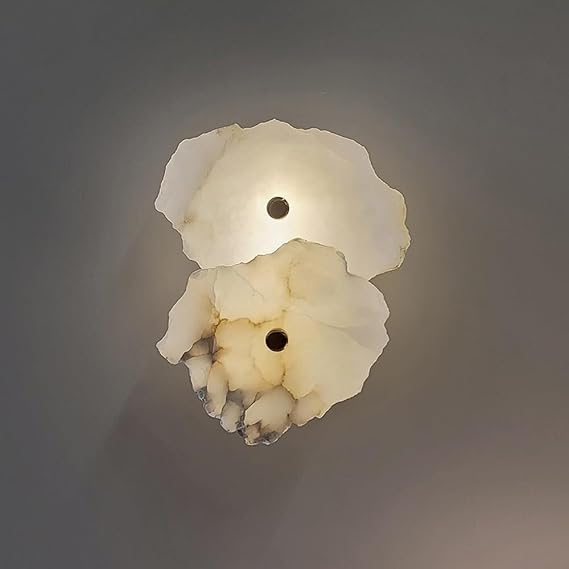 Post Modern Marble Wall Sconce Natural Stone White Alabaster Glass Wall Light Indoor Long Linear Bedside Wall Mounted Lamp for Living Room Bedroom Bathroom Hallway Luxury Hotel Porch (2 ligh