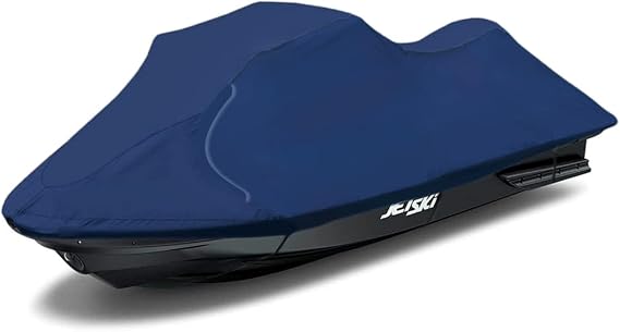 Upgraded Fade and Crack Resistant Trailerable Navy Jet Ski Cover, Heavy-Duty Waterproof and UV Protection PWC Cover,Jetski Watercraft Cover Fits from 96"-102"(1 Seater)