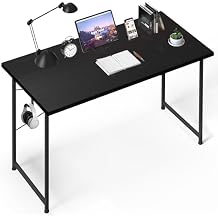 YSSOA Computer Desk Home Office Work Study Writing Modern Simple Table with Headphone Hooks
