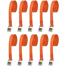 12 Foot Cinch-Strap, 10-Pack, Made in The USA, Zinc Diecast Cam Buckle, 1-inch Polypropylene Webbing