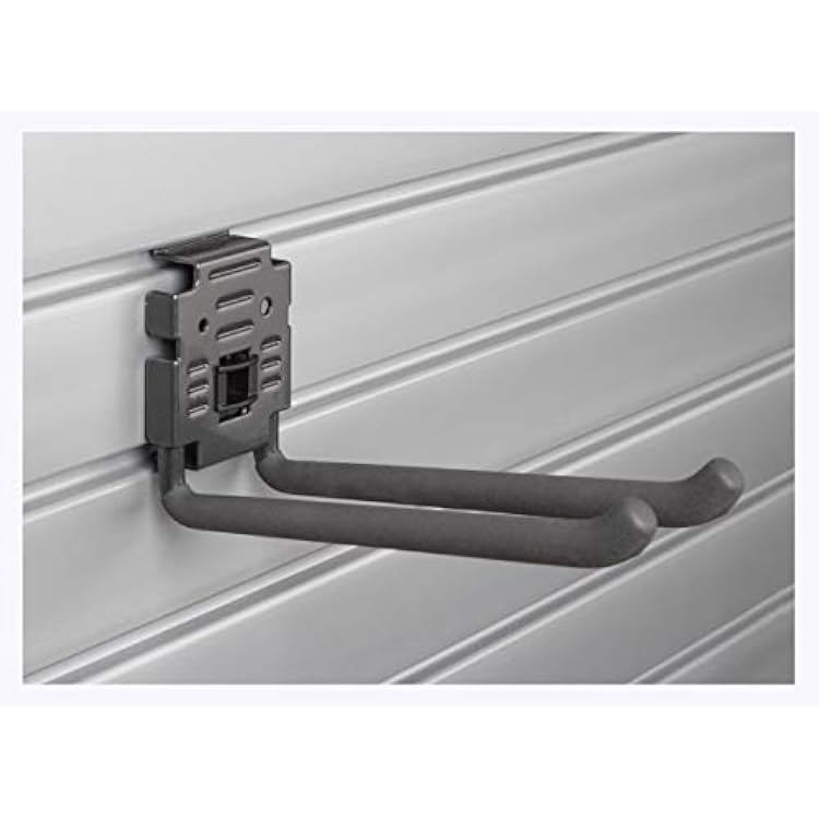HandiWall 8 Double Hook with Locking Bracket for Tool Storage on Garage Slatwall Panels