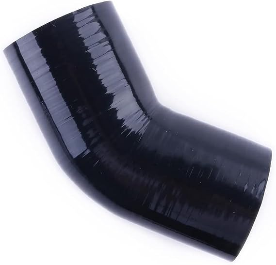 Silicone 45 degree reduce Elbow hose,ID 2 3/4"(70mm)-3"(76mm) inch,Length 4 inch (102mm),4-Ply(5.4mm) Reinforced Turbo/Intercooler/Intake Piping Coupler Industrial Hydraulic Hose Black