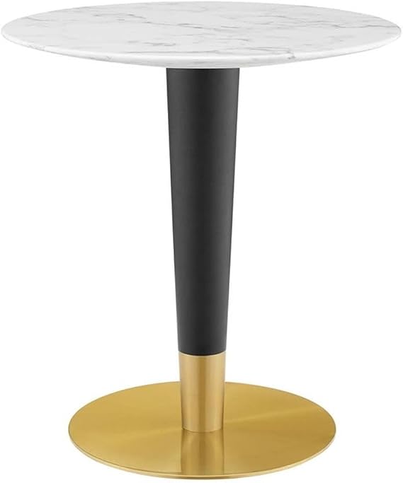 Modway Zinque Artificial Marble Dining Table, 28 Inch, Gold White