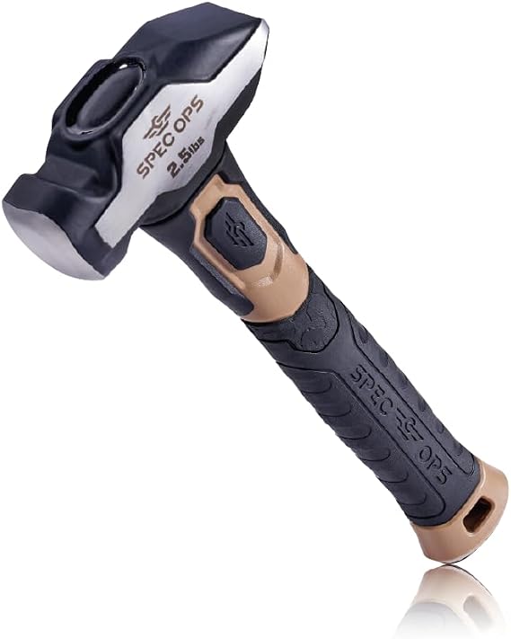 Spec Ops Tools Blacksmith Hammer for Striking, Demolition & Metalworking, Bi-Material Shock-Absorbing and Vibration Dampening Handle, 2.5 lbs