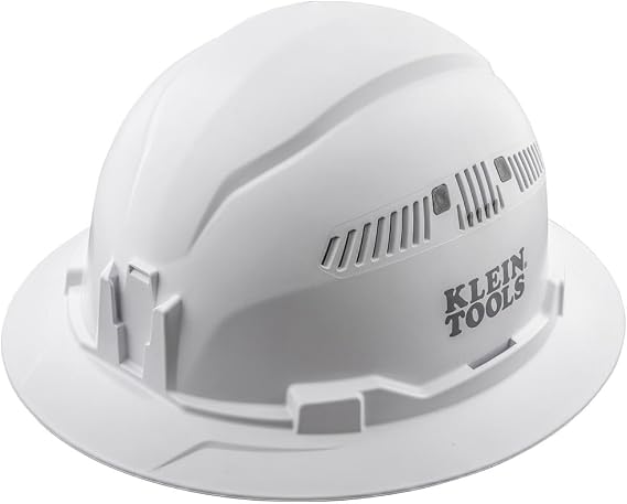 Klein Tools Hard Hat, Vented, Full Brim Style, Padded, Self-Wicking Odor-Resistant Sweatband