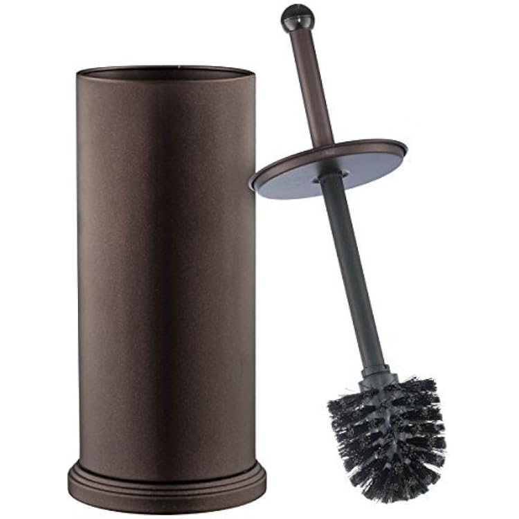 Home-it Toilet Bowl Brush and Holder - Bronze Bathroom Accessories Covered Toilet Brush Compact, Space Saving, Deep Cleaning for Tall Toilet Bowl, Great Scrubber Cleaner
