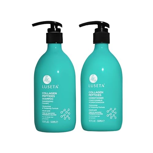 Luseta Thickening Shampoo and Conditioner Set with Collagen Peptides Strengthen and Moisturize for Thin & Dry Hair, Promote Thickness and Reduce Breakage for Fuller-Looking Hair 16.9oz2