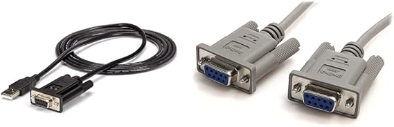 USB to Serial RS232 Adapter - DB9 Serial DCE Adapter Cable & com 10' RS232 Serial Null Modem Cable - Null Modem Cable - DB-9 (F) to DB-9 (F) - 10 ft (SCNM9FF)
