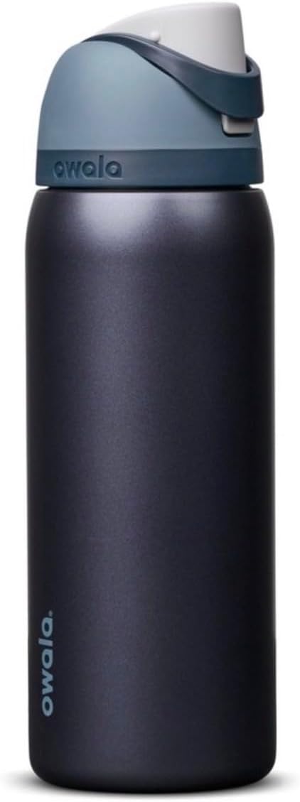 Owala FreeSip Stainless Steel Water Bottle, 32 fl oz, Blue Steel