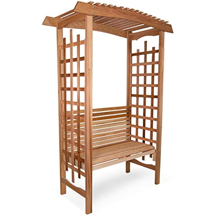 All Things Cedar GA87-B Garden Arbor with Bench | Outdoor Wooden Bench | Garden Bench Seat | Untreated Cedar, Western Red Cedar Craftsmanship | Wood Bench Outdoor 60x25x86