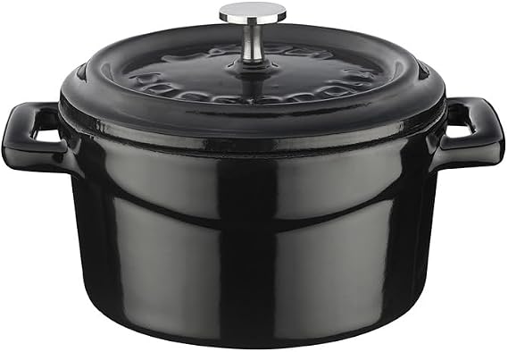 Lava Metal Döküm Mini Tencere, 10 cm, 0.35 L Hacim, Siyah