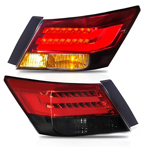 VLAND Tail lights Assembly Fit for 2008-2013 Honda Accord, Taill Lamp assembly with Turn Signal, Reverse Lights, LED DRL light, Plug-and-play,Red & Smoked