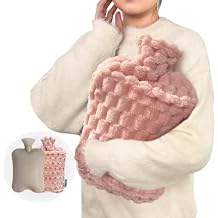 3L Extra Large Hot Water Bottle with Soft Plush Cover & Hand Pocket, Hot Cold Therapy Pack for Pain Relief, Long Lasting Warmth for Bed & Feet Pink