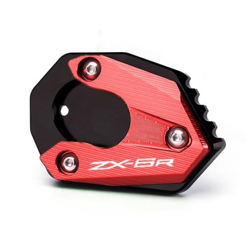 Motorcycle Side Stand Extension Kickstand Plate Compatible With K.awasaki Ninja ZX6R 2009-2021 2022 2023 2024 2025 2026 | Foot Pad Support ZX-6R ZX636 ZX600 ZX 6R 636 Accessories red
