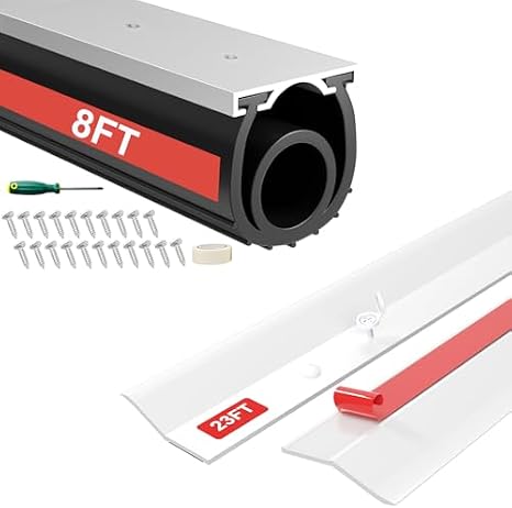 8FT & 23FT Garage Door Seal Kit - Bottom, Top and Sides Weather Stripping Replacement to Block Rodents Drafts Rain Dust | Easy DIY Installation for Home & Commercial