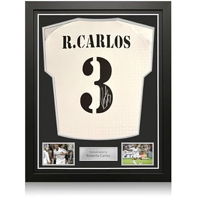 Roberto Carlos Signed Real Madrid 2024-25 Soccer Jersey. Standard Frame