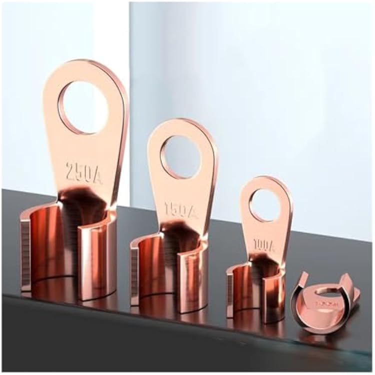 Copper Wire Terminal OT Type 3A 5A 10A 20A 30A 40A 50A 60A 80A 200A 250A 300A 400A 500A 600A 800A 1000A Bare Nose Lugs Crimp Open Mouth Naked Cable Connector SpliceRed Copper - 400A,50 PCS