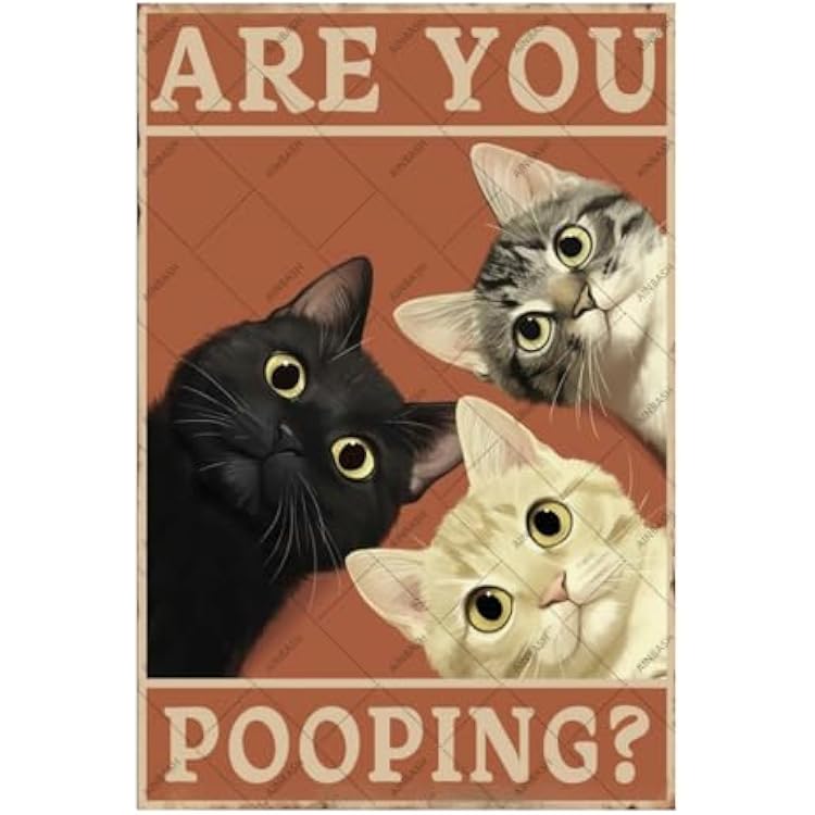 Are You Pooping Sign Funny Bathroom Decor Tin Poster Toilet Decor Plaque Black Cat Metal Sign Cat Gift 8x12 Inch