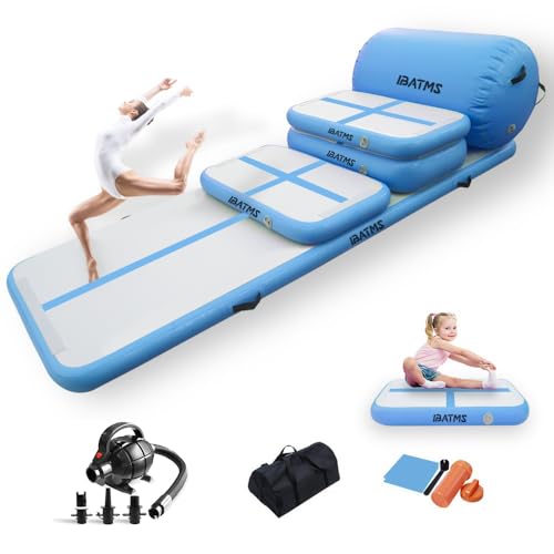 DAIRTRACK Inflatable Gymnastics Air Mat Air Roller Barrel Tumble Track for Gymnastics TrainingHome UseCheerleadingYogaWater with Air Pump