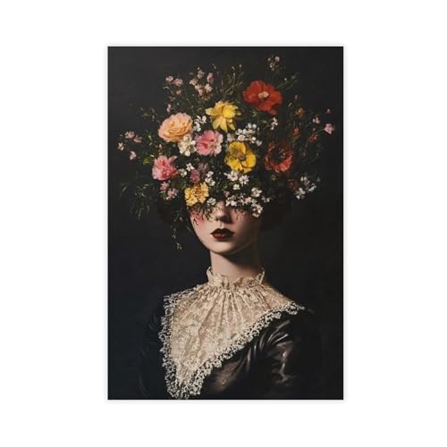 9W Floral Portrait Art Poster Decor For Bedroom Living Room Home Unframe 12x18inch30x45cm