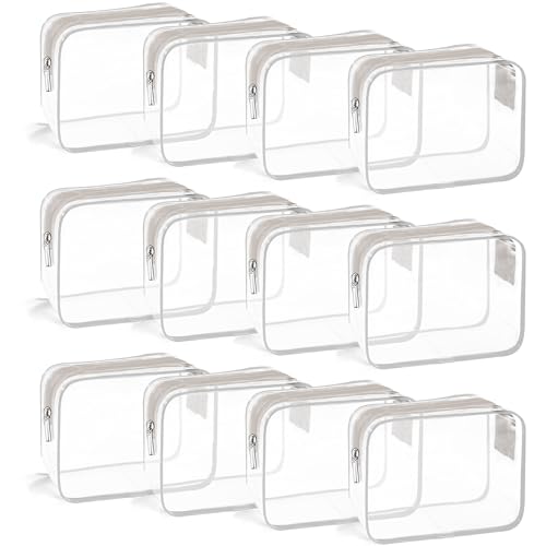 TSA Approved Toiletry Bag, Clear Travel Toiletry bag, Travel Makeup Cosmetic Bag Set for Women Men, Portable Toiletry Bag for Travel, Bathroom and Organizing grey 12 packs