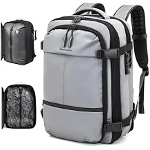 Travel Backpack with Vacuum System,60L Expandable Vacuum Backpack Travel with TSA Lock,17.3 inch Laptop Backpacks Vacpack Backpacks with Vacuum(Grey,No Air Pump)