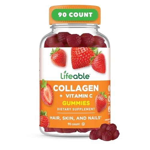 Lifeable Collagen Peptides Gummies | 100mg with Vitamin C | Great Tasting Collagen Supplements | Vegetarian Hair Skin and Nails Gummies | Collagen Gummies for Adults, Men, Women | 90 Gummies
