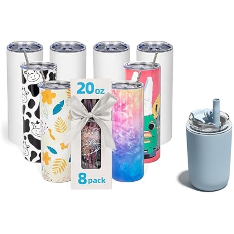 8 Pack 20oz Sublimation Tumblers & 10oz Insulated Coffee Tumbler