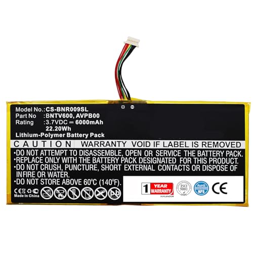 6000mAh XPS Replacement Battery for Barnes & Noble BNTV600 Nook HD Plus Nook HD9 Ovation PN AVPB00 AVPB002-A110-01 BNTV600 GB-S02-308594-0100