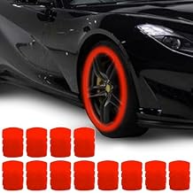 Glow in The Dark Valve Cap,Luminous Tire Valve Stem Caps,Fluorescent Tire Valve Stem Caps,Universal Fluorescent Tire Valve Caps,Luminous Car Exterior Accessories,Cool Noctilucous (Red,12pcs)