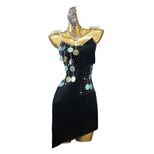 Sequins Salsa Ballroom Performance Dancewear Flapper Fringe Dress Tassel Latin Cha Cha Training Dance Costume