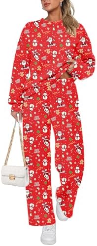 Ekouaer Womens Pajama Sets Fuzzy Fleece Long Sleeve Sleepwear Comfy Pjs 2 Piece Lounge Set Nightwear with Poeckts S-XXL