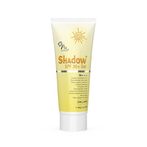 Grah Fixderma Shadow Sunscreen SPF 30+ Gel For Oily Skin - Acne Prone, Offers PA+++ Protection, Broad Spectrum UVA and UVB Protection, Water Resistant and Non-Greasy, 40g 1.411 Ounce