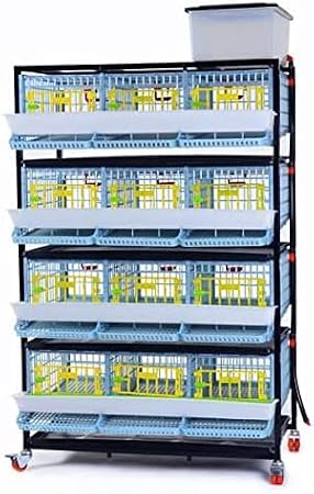 Hatching Time Quail Breeding Cage Indoor - 4 Layer Stackable Quail Coop, Easy Clean, Rust-Free, Egg Roll-Out Tray, Power-Washable PP Plastic Quail Pens with Frame & Wheels, Comfortplast by Cimuka