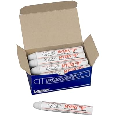 Myers B Paintstik Multi-Purpose Permanent Solid Paint Marker for Oily, Icy, Wet, Dry, Hot or Cold Surfaces, Box of 12, White