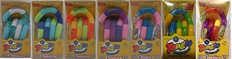 TANGLE Set of 7 Assorted Neon Sparkle Jr. Original Fidget Toys