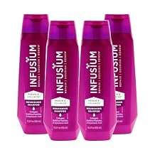 Infusium Repair and Volumize Shampoo - Clarifying Shampoo for All Hair Types - Increases Moisture Retention with Collagen Building Peptides - 4 pc