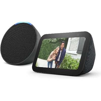 Echo Pop and Echo Show 5 (3rd Gen) | Echo Smart Speaker + Smart Display Bundle