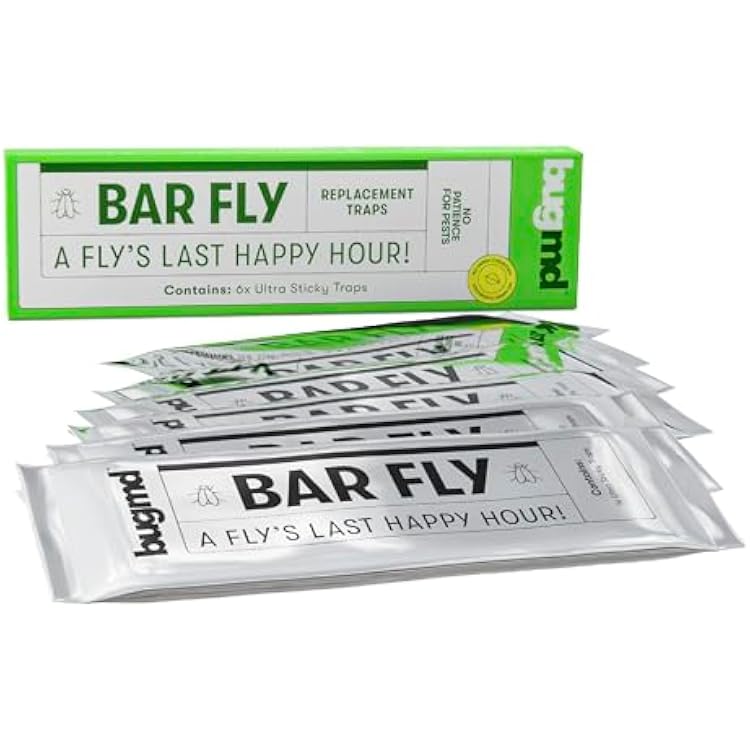BugMD Barfly - Window Replacement Traps 6 Pack - Window Fly Paper, Fly Trap Indoor, Window Fly Strips, Window Fly Tape, Indoor Fly Trap for Home, Fly Catcher Indoor, Indoor Fly Control
