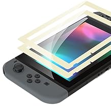 eXtremeRate 2 Pack Black Border Transparent HD Clear Saver Protector Film, Tempered Glass Screen Protector for Nintendo Switch [Anti-Scratch, Anti-Fingerprint, Shatterproof, Bubble-Free]